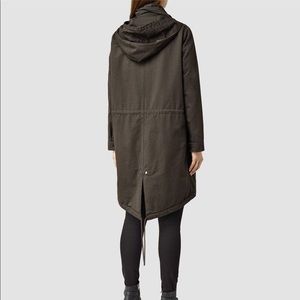 All Saints Arton Parka Coat Jacket in Dark Khaki Olive